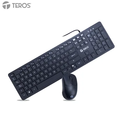 Combo Kit alámbrico teclado y mouse TEROS TE-5019S, USB, Tecla Copilot en el teclado