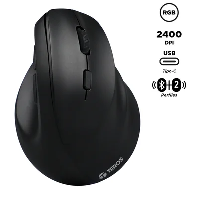 Mouse inalámbrico TEROS TE-5169N, 2.4GHz, 2400 DPI, BT1, BT2, USB